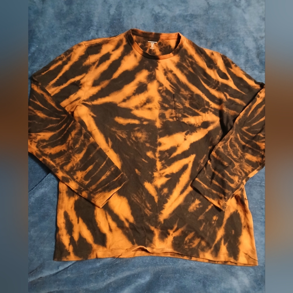 Reverse Tiedye Mens M. Amazon Essentials Black and Brown‎ Tie-Dye Shirtv
